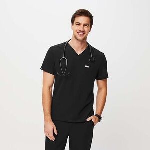 Men’s Black Slim Leon™ - Three-Pocket Scrub Top